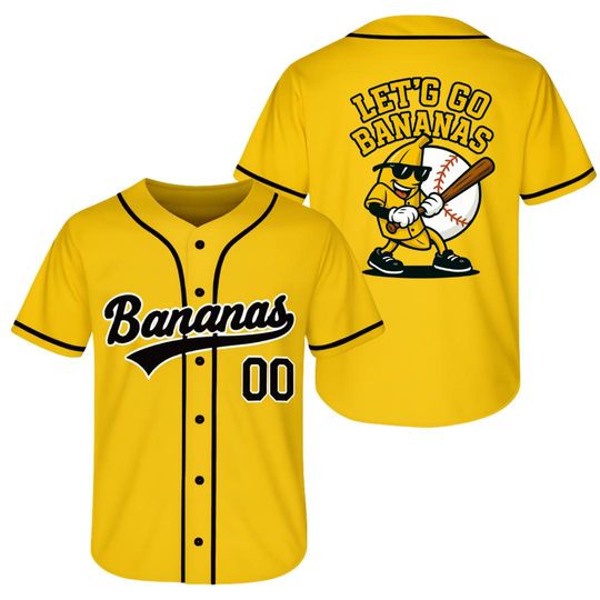 Discover Custom Baseball Jersey, Funny Banana Baseball Jersey, Let's Go Bananas Shirt