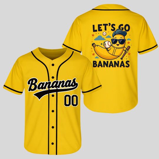 Discover Custom Baseball Jersey, Funny Banana Baseball Jersey, Let's Go Bananas Shirt