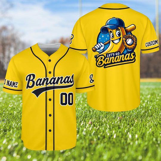 Discover Custom Baseball Jersey, Funny Banana Baseball Jersey, Let's Go Bananas Shirt