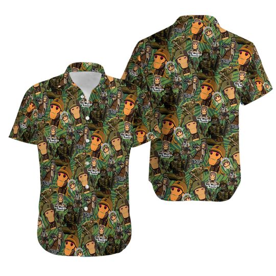 GI Robot Creature Commandos Hawaiian Button Down Shirt