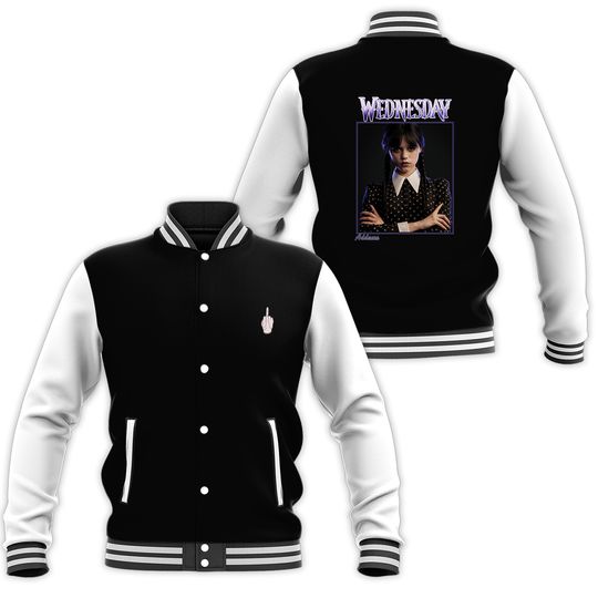 Hot Wednesday Addams Nevermore Academy Button Baseball Jacket