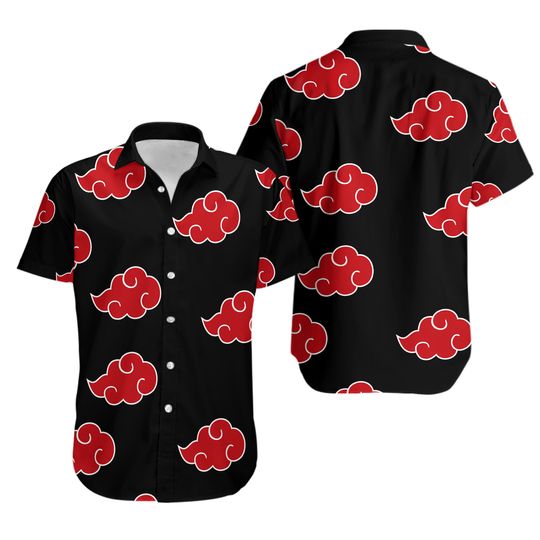 Japanese Anime Manga Narutoo Clouds 3D Print Men's Hawaiian Button Up Shirt Tops