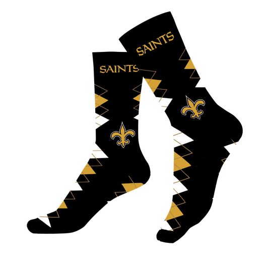 NEW! football New Orleans Saints Fan Nation Argyle Dress Socks One Size Fits Most Men