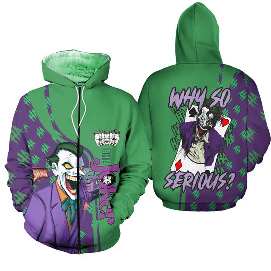 The Joker Horror Clown Ha Ha Ha Why So Serious Zip Hoodie 3D Printed