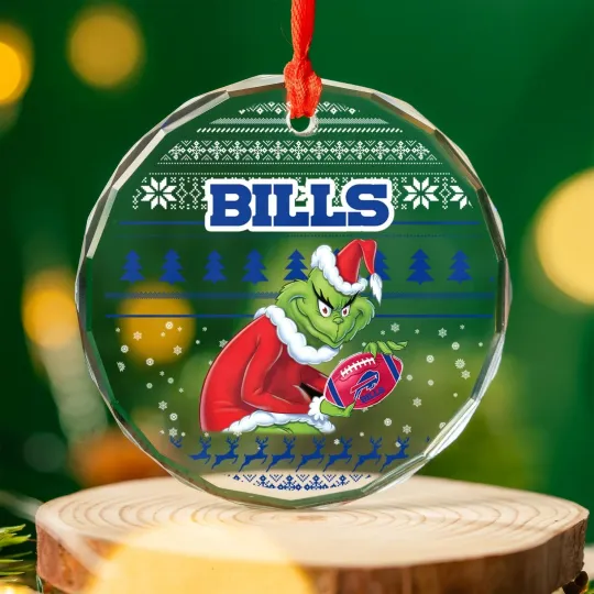 Buffalo Football Team Bills Glass Christmas Ornament Gift Decor