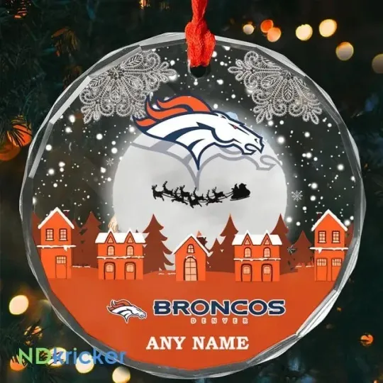 Personalized Denver Football Team Broncos Glass Christmas Ornament Gift Decor