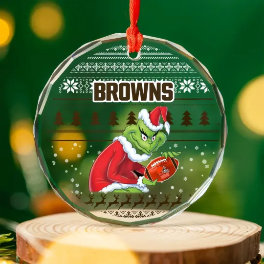 Discover Personalized Cleveland Football Team Browns Glass Christmas Ornament Gift Decor