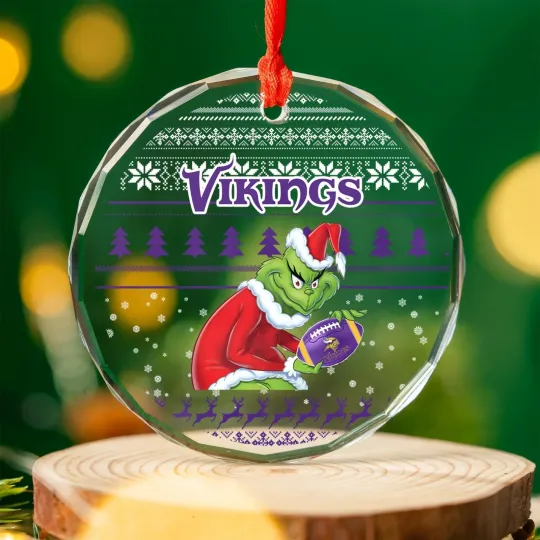 Discover Personalized Minnesota Football Team Vikings Glass Christmas Ornament Gift Decor