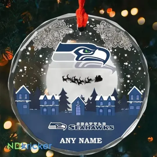 Discover Personalized Seattle Football Team Seahawks Glass Christmas Ornament Gift Decor