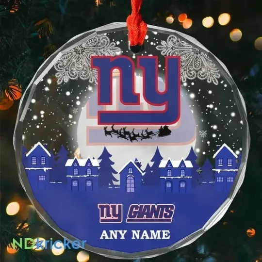 Discover Personalized New York Football Team Giants Glass Christmas Ornament Gift Decor
