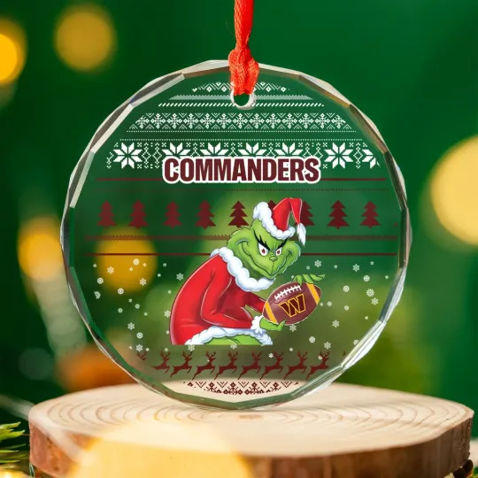 Discover Washington Football Team Commanders Glass Christmas Ornament Gift