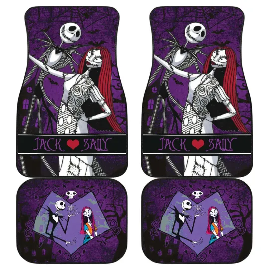 Discover Jack And Sally Car Floor Mats Non-Slip Universal Fit Nightmare Before Christmas