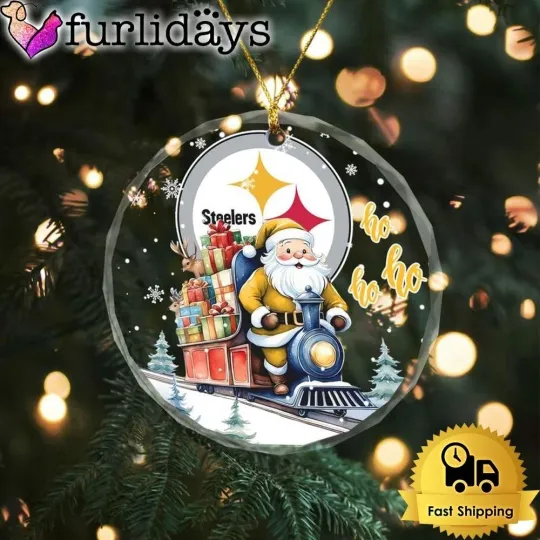 Discover Personalized Pittsburgh Football Team Steeler Glass Christmas Ornament Gift