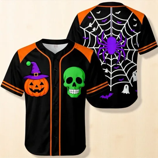 Discover Spooky Halloween 3D Baseball Jersey For Men & Women Full Size S-5XL
