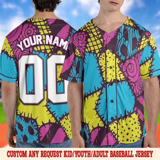 Discover Custom Nightmare Before Christmas Baseball Jersey, Sally Halloween Costume Cosplay Jersey, Disney Nightmare Christmas Jersey SLYD12