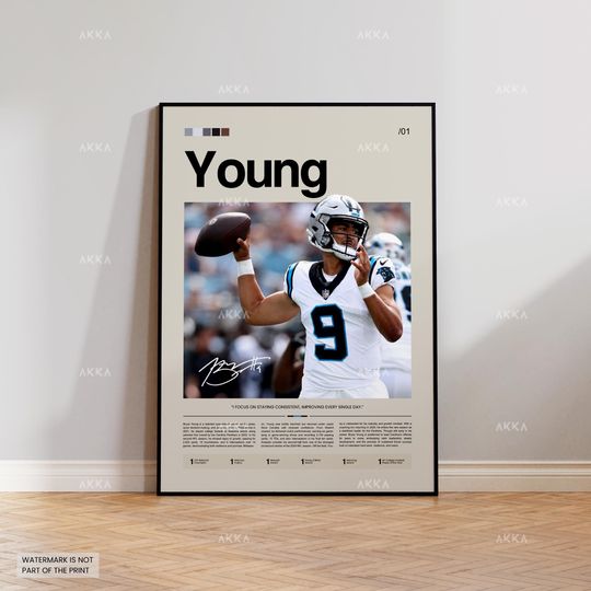 Bryce Young Poster, Young Panthers Print, Carolina Panthers Art, Bryce Young Wall Decor, football Print Fan Gift Idea, Young Quarterback