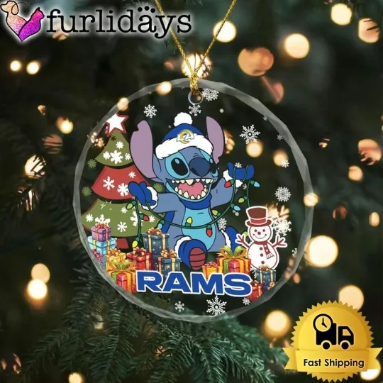 Discover Personalized Los Angeles Football Team Rams Glass Christmas Ornament Gift Decor