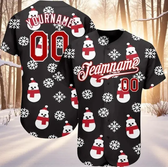 Discover Custom Name Funny Merry Xmas 3D Baseball Jersey For Men & Women Full Size S-5XL
