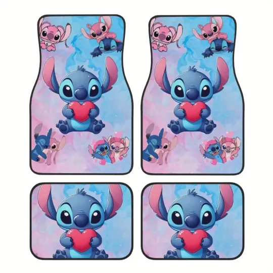 Discover Stitch Lilo Car Floor Mats Set Durable Polyester Gift For SUV Truck Sedans