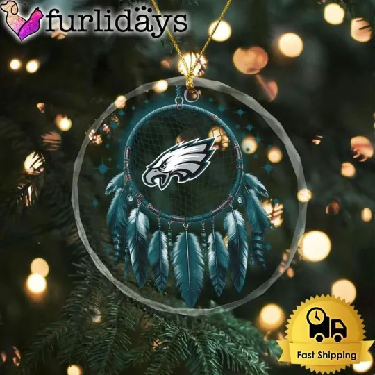 Discover Personalized Philadelphia Football Team Eagles Glass Christmas Ornament Gift