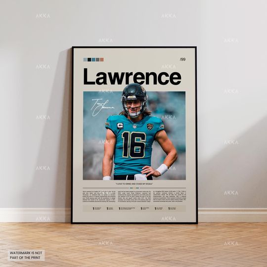 Trevor Lawrence Poster, Lawrence Jaguars Print, Jacksonville Jaguars Art, Trevor Lawrence Wall Decor, football Print Fan Gift Idea