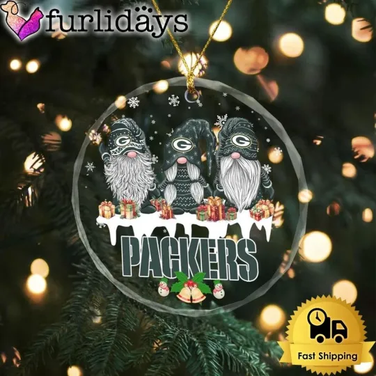 Discover Personalized Green Bay Football Team Packers Glass Christmas Ornament Gift Decor