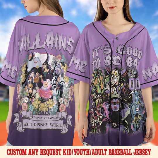 Discover Disney Villains Baseball Jersey, Disney Characters Shirt, Custom Halloween Disney Jersey,Witchy Disney Park Outfit, Castle Party Tee SLYZ07
