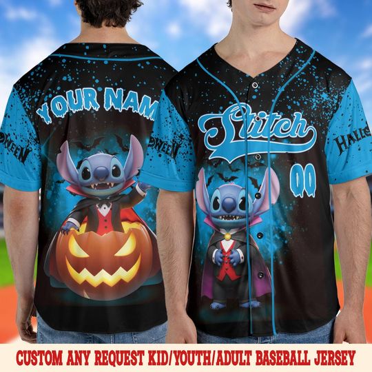 Discover Personalized Disney Stitch Halloween Collection Baseball, Baseball Team Jersey, Birthday Gift for Halloween Fans Family Party UN2Y12