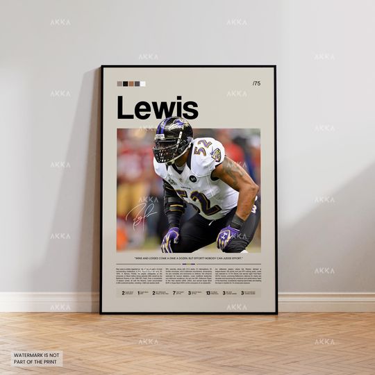 Ray Lewis Poster, Lewis Ravens Print, Baltimore Ravens football Art, Ray Lewis Wall Decor, Baltimore Ravens Print Fan Gift Idea, football Art