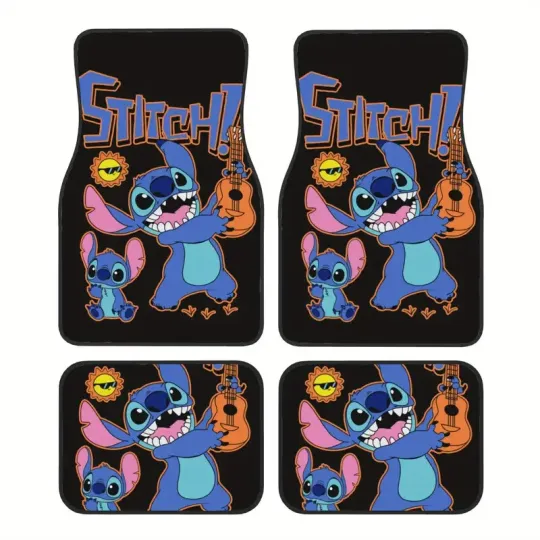Discover Stitch Lilo Car Floor Mats Set for SUV, Truck, Sedan Blue Orange Durable