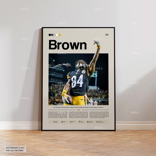 Antonio Brown Poster, Brown Steeler Print, Pittsburgh Steeler Art, Brown Wall Decor, Pittsburgh Steeler Print Fan Gift Idea, football Art
