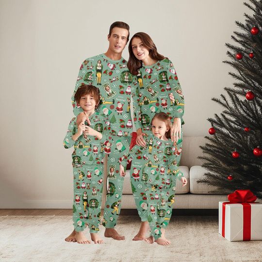 Discover The Elf Christmas Family Pajamas Set, Santa Elf Matching Pajamas, Elf Christmas Shirt Pants, Retro Movie Xmas Tee, Xmas Party Gifts