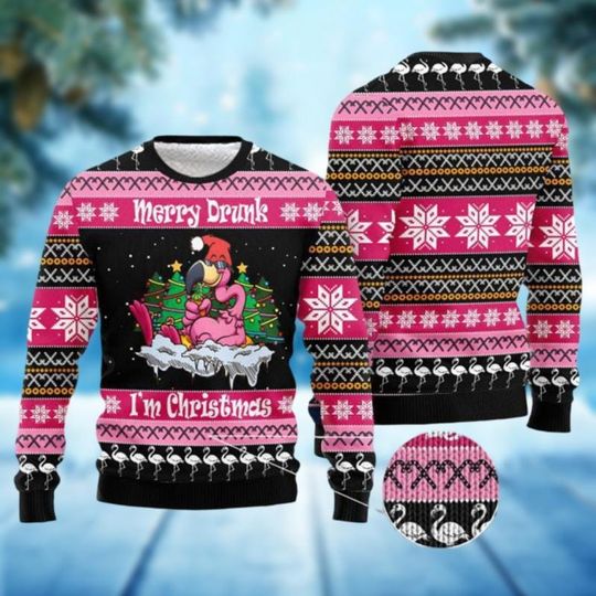 Discover Pink Flamingo Ugly Christmas Sweater, Flamingo Santa Ugly Sweatshirt, Funny Bird Xmas Sweater, Animal Lover Gift, Christmas Sweatshirt