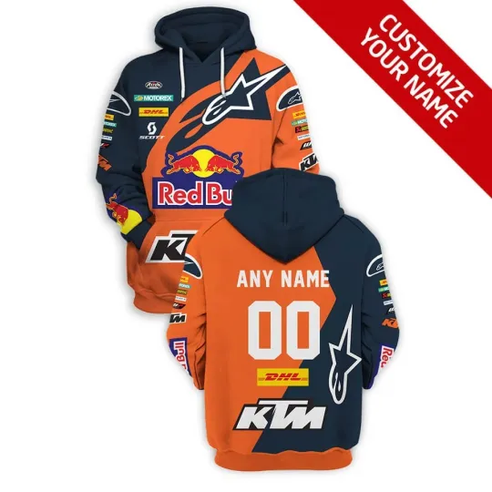 Discover Custom Name KTM Red Bull Racing 3D Lightweight Hoodie For Men