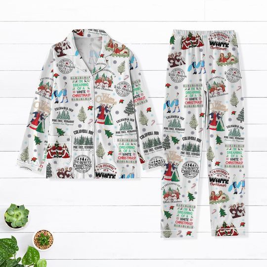 White Christmas Pajamas Set, Christmas Movie Pajamas, Christmas Song Pajamas, Sister Movie Pajamas Family, 90s Movie Pajamas For Girls