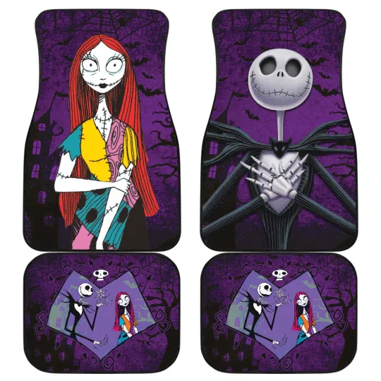 Discover Jack Sally Car Floor Mats, Nightmare Before Christmas Non-Slip Auto Accessories