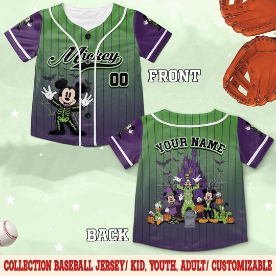 Personalized Disney Mickey And Friends Oogie Boogie Halloween Baseball Jersey