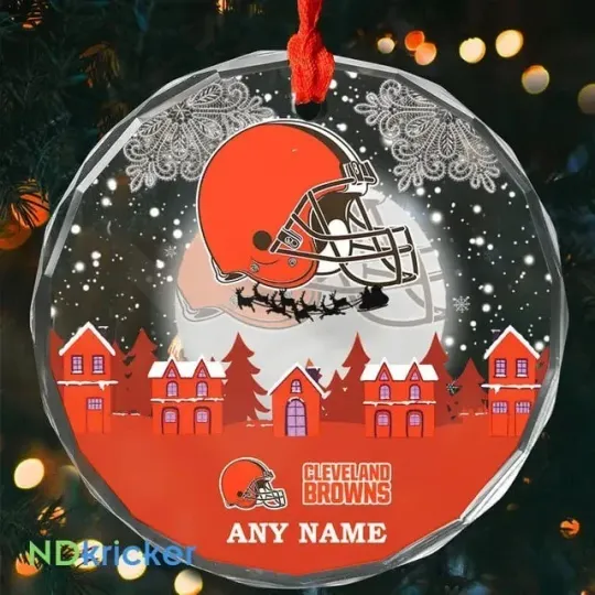 Discover Personalized Cleveland Football Team Browns Glass Christmas Ornament Gift Decor