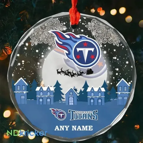 Discover Personalized Tennessee Football Team Titans Glass Christmas Ornament Gift Decor