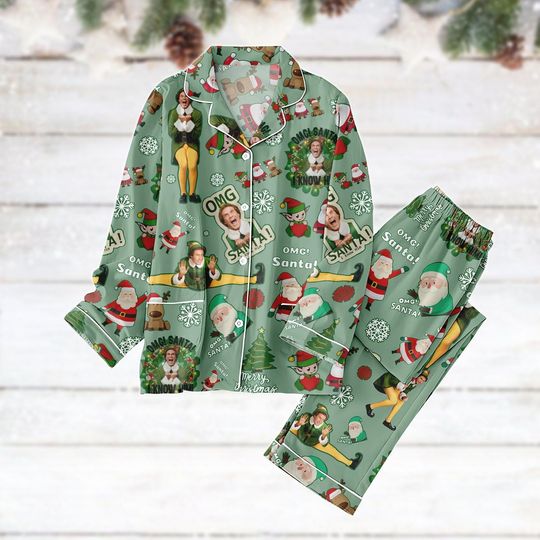 Elf Christmas Pajamas Set, Fun Santa's Coming Women Pajamas, Retro Movie Buddy Xmas Loungewear, The Boys of Winter Holiday Pajamas