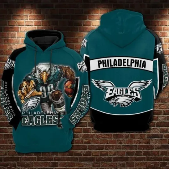 Discover Youth/Adult Philadelphia Eagles Football Band 3D Lightweight Hoodie