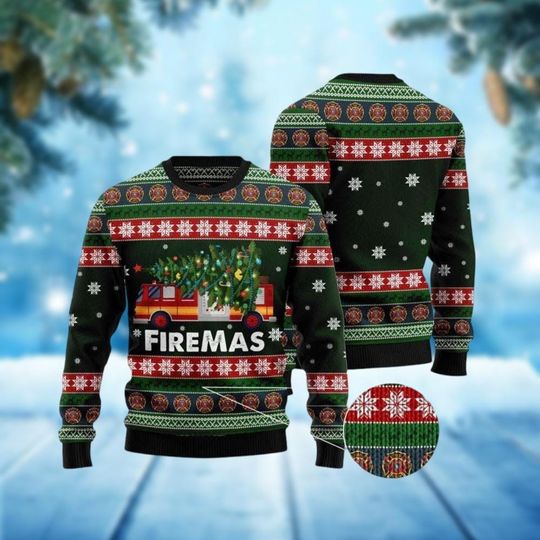 Christmas Firefighter Ugly Sweater, Fireman Xmas Sweater, Firefighter Ugly Christmas Sweater, Fire Department Sweater For Men, Xmas Gift