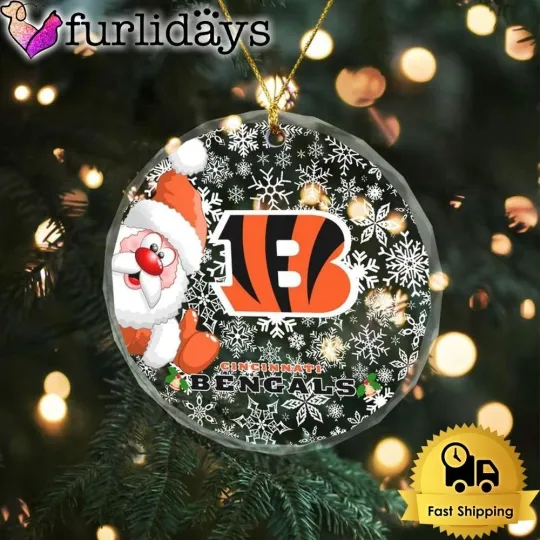 Cincinnati Football Team Bengals Glass Christmas Ornament Gift