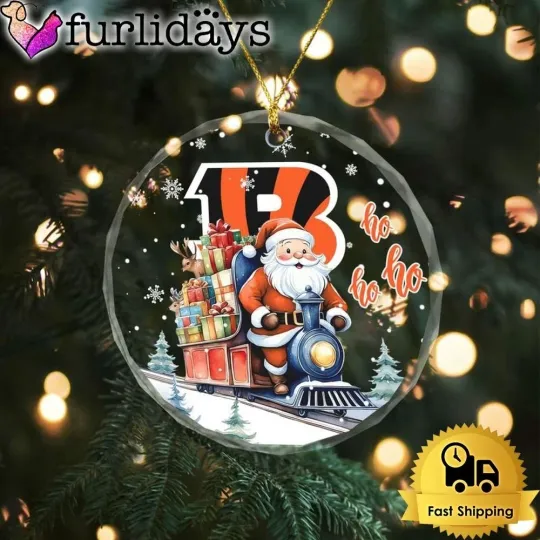 Cincinnati Football Team Bengals Glass Christmas Ornament Gift