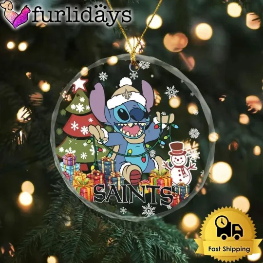 New Orleans Football Team Saints Glass Christmas Ornament Gift