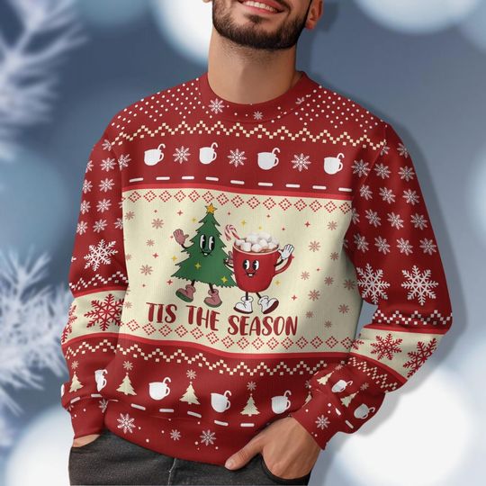 Christmas Tis The Season Sweater Shirt, Christmas Coffee Sweater, Merry Christmas Shirt, Winter Sweater, Christmas Shirts For Women