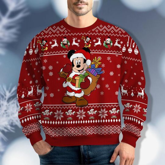 Discover Disney Santa Mickey Christmas Sweater, Mickey And Friend Sweater, Unisex Xmas Sweater, Kids Christmas Shirt, Mickeys Very Merry Xmas