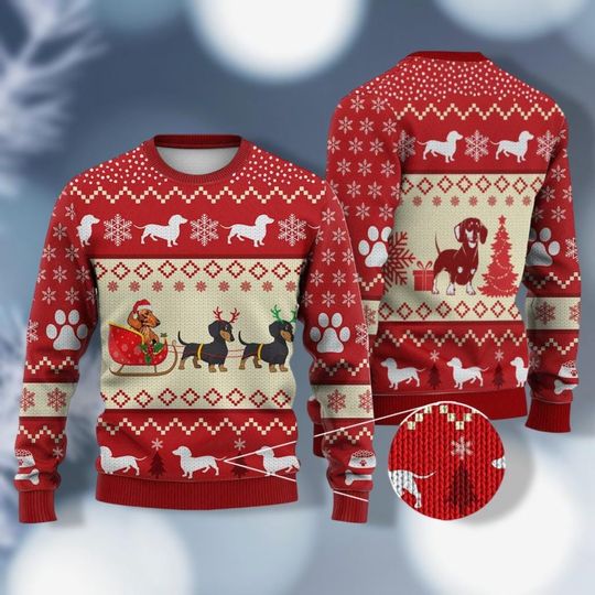 Christmas Dachshund Dog Ugly Sweater, Reindeer Ugly Christmas Sweater, Dachshund Mom Shirt, Wiener Dog Sweater, Dog Christmas Shirt