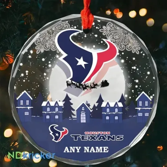 Discover Personalized Houston Football Team Texans Glass Christmas Ornament Gift Decor