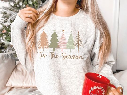 Discover Tis the Season Boho Color Christmas Trees  Sweatshirt, T-Shirt or Long Sleeve
